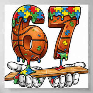 Baseball 67 Puzzle Drip Six Seven Meme Boys Autism Poster
