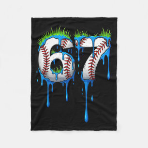 Baseball 67 Six Seven Funny Gen Alpha Meme Blue Dr Fleece Blanket
