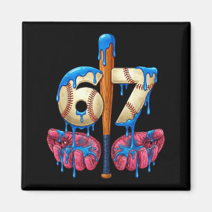 Baseball 67 Six Seven Funny Gen Alpha Meme Drip  Magnet