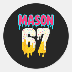 Baseball 6 7 Ice Cream Drip Number 67 Funny Six Se Classic Round Sticker