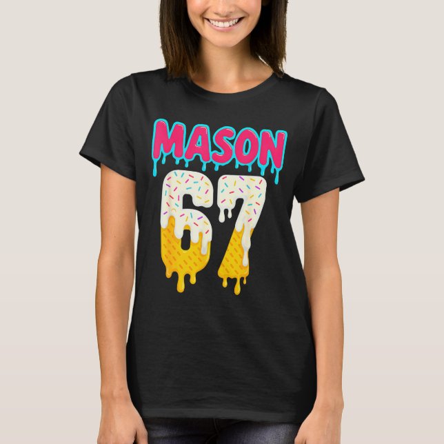 Baseball 6 7 Ice Cream Drip Number 67 Funny Six Se T-Shirt (Front)