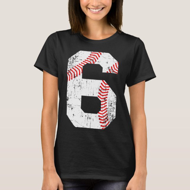 Baseball 6 Jersey Number T Shirt  (Front)
