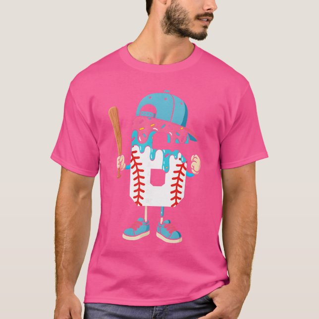 Baseball 6 Year Old Ice Cream Drip 6th Birthday Bo T-Shirt (Front)