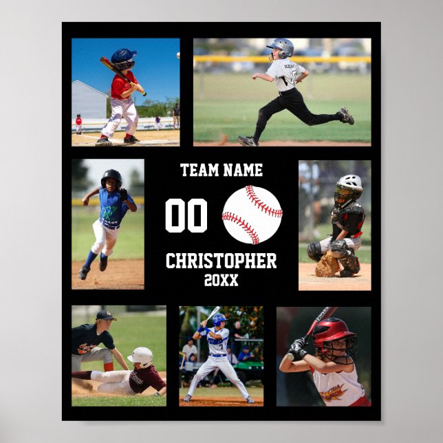 Baseball 7 Photo collage Personalised Poster (Front)