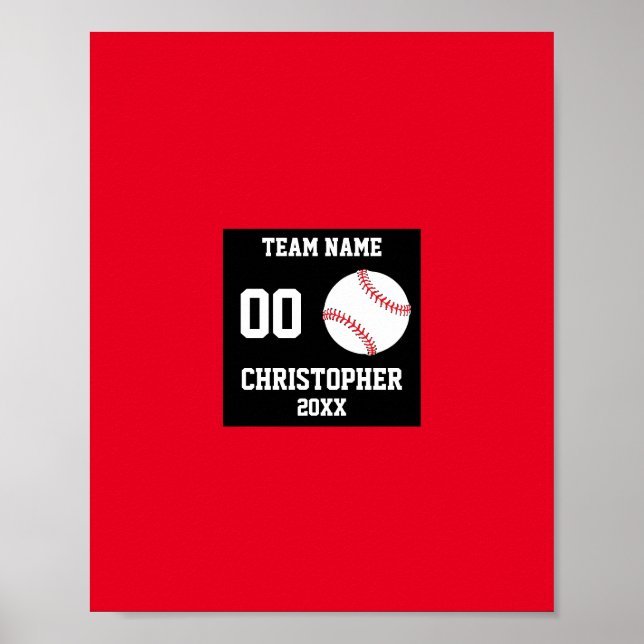 Baseball 7 Photo collage Red team name Poster (Front)
