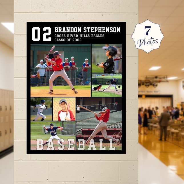 Baseball 7 Photo Player Name and Number Poster (Creator Uploaded)