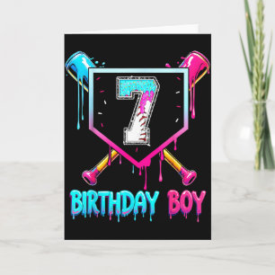 Baseball 7 Year Old Bday Boy Ice Cream Drip 7th Bi Card