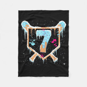 Baseball 7 Year Old Ice Cream Drip 7th Birthday Bo Fleece Blanket