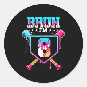 Baseball 8 Year Old Ice Cream Drip 8th Birthday Bo Classic Round Sticker