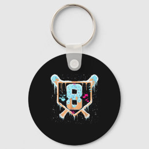 Baseball 8 Year Old Ice Cream Drip 8th Birthday Bo Key Ring