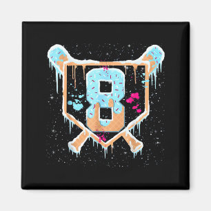 Baseball 8 Year Old Ice Cream Drip 8th Birthday Bo Magnet