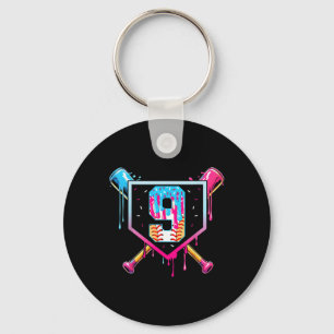 Baseball 9 Year Old Ice Cream Drip 9th Birthday Bo Key Ring