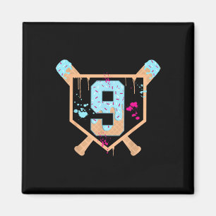 Baseball 9 Year Old Ice Cream Drip 9th Birthday Bo Magnet