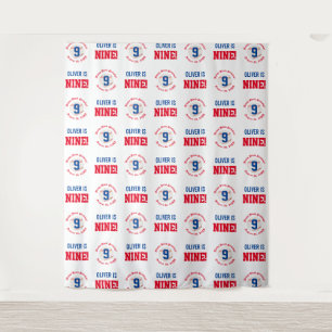 Baseball 9th Birthday Boys Step Repeat Backdrop Tapestry
