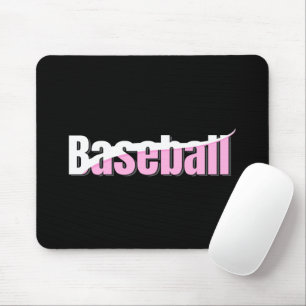 Baseball Abstract Swish - Girly Word Art Mouse Pad