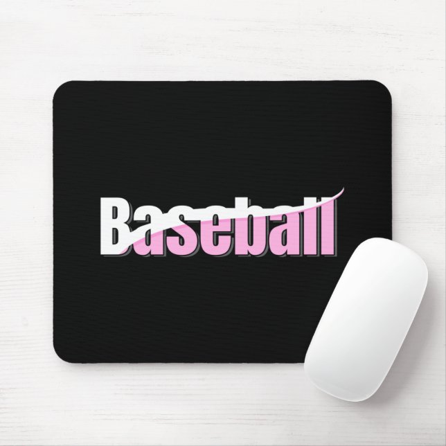 Baseball Abstract Swish - Girly Word Art Mouse Pad (With Mouse)