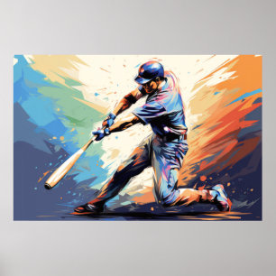 Baseball Action Sport Painting Abstract Art Decor
