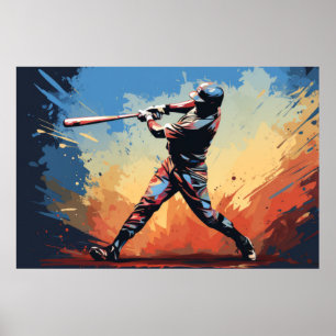 Baseball Action Sport Painting Abstract Art Decor