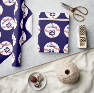Baseball Add Player Name & Number Wrapping Paper
