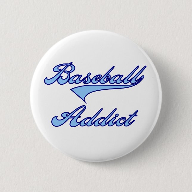 Baseball Addict Blue 6 Cm Round Badge (Front)