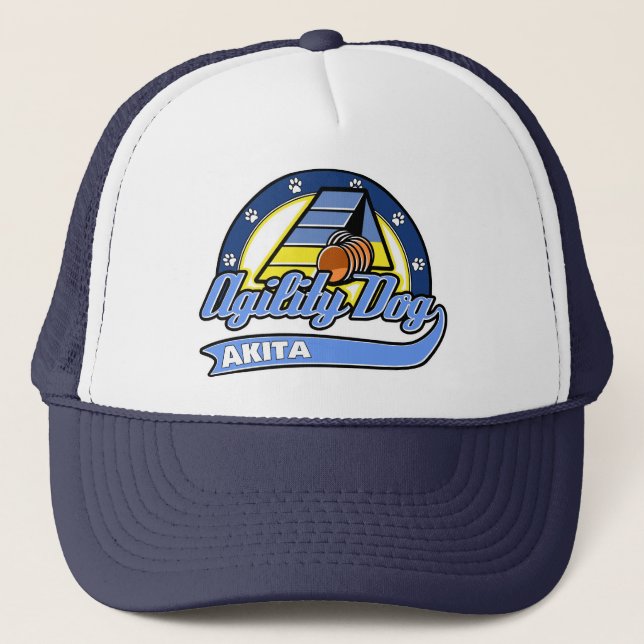 Baseball Akita Agility Trucker Hat (Front)