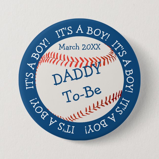 Baseball All American Daddy & Date 7.5 Cm Round Badge (Front)