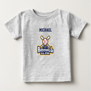 Baseball All-Star Ball & Bat Personalised Baby T-Shirt