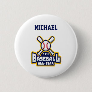 Baseball All Star Ball Bat Personalized Baby T Shi 6 Cm Round Badge