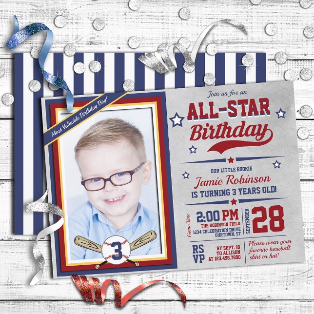 Baseball All-Star Photo Template Birthday Party  (Creator Uploaded)