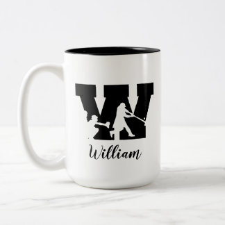 Baseball Alphabet W Personalised Monogrammed Name Two-Tone Coffee Mug
