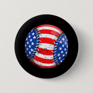 Baseball american flag 4th of july boys men retro 6 cm round badge
