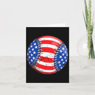 Baseball american flag 4th of july boys men retro card