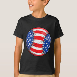Baseball american flag 4th of july boys men retro T-Shirt