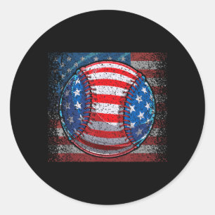 Baseball American Flag 4th of July Independence Classic Round Sticker