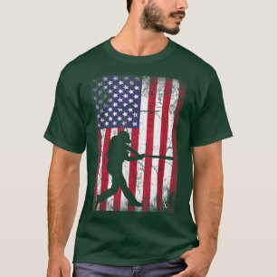 Baseball American Flag 4th of July men women gift T-Shirt