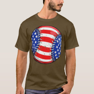 Baseball American Flag 4th of July T Kids Boys Gif T-Shirt