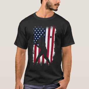 Baseball American Flag   Baseball Fans   Men Vinta T-Shirt
