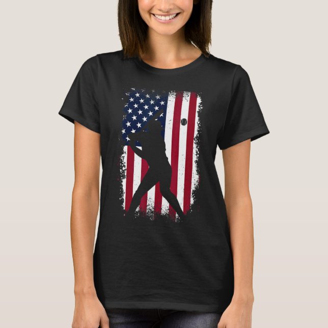 Baseball American Flag   Baseball Fans   Men Vinta T-Shirt (Front)