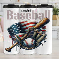 Baseball: American Flag, Bat, Glove