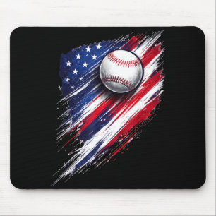 Baseball american flag boys girls men women fans mouse pad