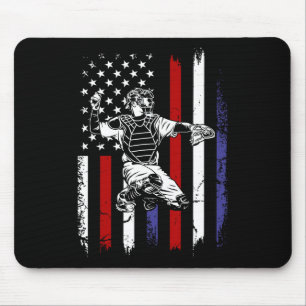 Baseball American Flag Patriotic Catcher 4th Of Ju Mouse Pad