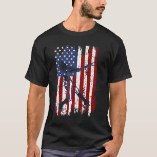 Baseball American Flag Patriotic Catcher 4th Of Ju T-Shirt