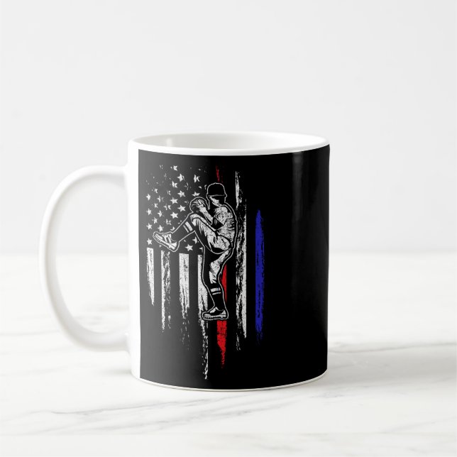 Baseball American Flag Pitcher Usa Pitching 4th Of Coffee Mug (Left)