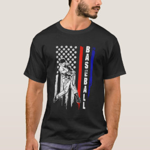 Baseball American Flag Pitcher Usa Pitching 4Th Of T-Shirt