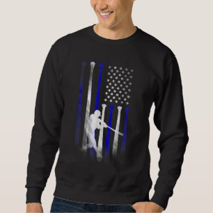 Baseball American Flag Player Flag Dad Mum Kid App Sweatshirt