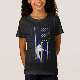 Baseball American Flag Player Flag Dad Mum Kid App T-Shirt