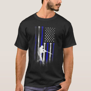 Baseball American Flag Player Flag Dad Mum Kid App T-Shirt