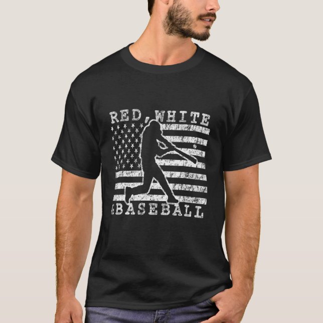 Baseball American Flag Red White and Baseball Quot T-Shirt (Front)
