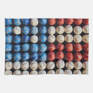 Baseball American Flag Tea Towel