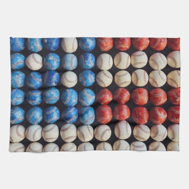 Baseball American Flag Tea Towel (Horizontal)